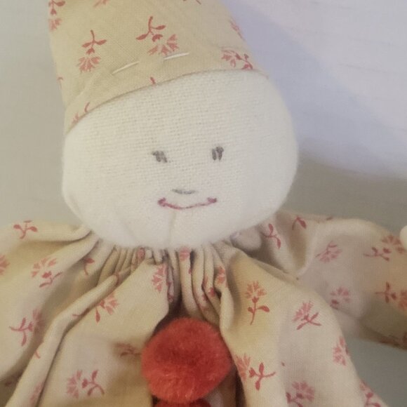 Vintage Whimsical Handmade Cloth Clown Dolls with Red Accents Set Of 2 - Picture 2 of 5